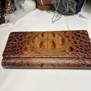 Brahmin Brown Crocodile Embossed Clutch
